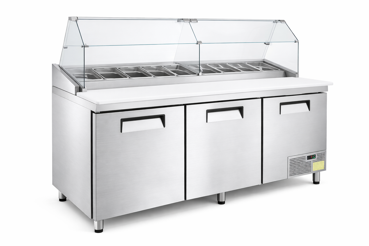 3 Door S/S Prep Fridge W/Sneeze Guard